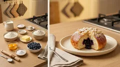 Jagodzianki jak z piekarni: puszyste bułeczki drożdżowe z jagodami krok po kroku