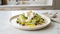 Sałatka z surowej cukinii z burratą i cytryną – lekka, chrupiąca i bez gotowania