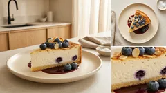 Sernik z borówkami na kruchym spodzie – kremowy i łatwy do pokrojenia po schłodzeniu