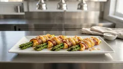 Szparagi w cieście francuskim z boczkiem – chrupiąca przekąska z piekarnika